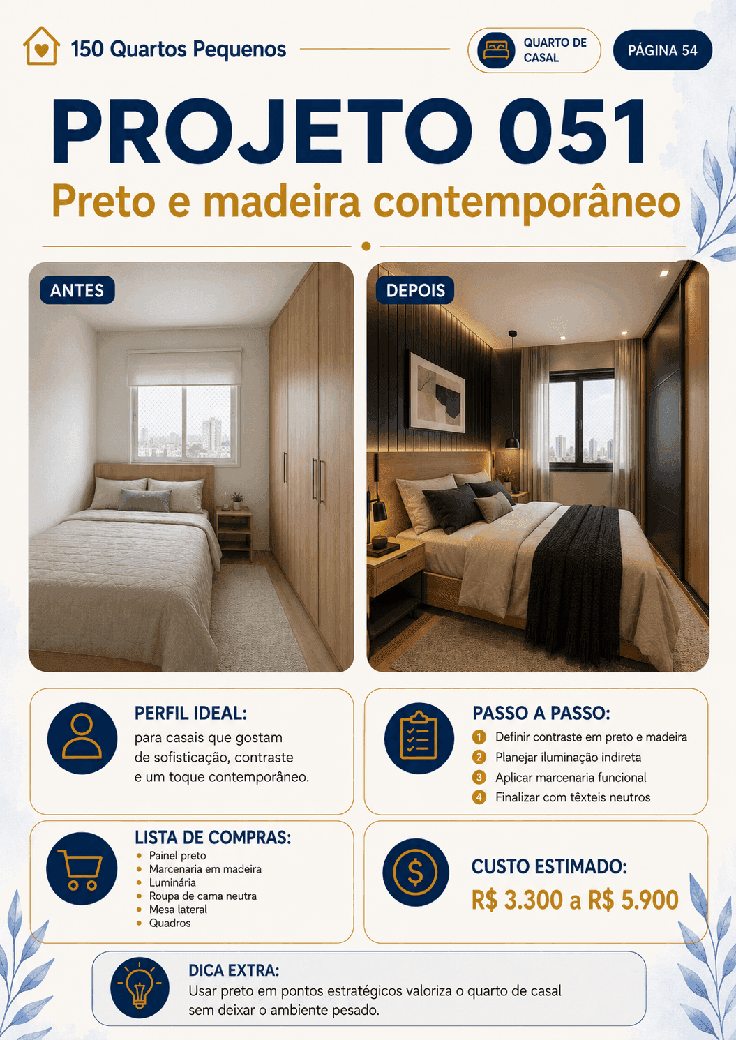 Projeto 051 — Preto e madeira contemporâneo